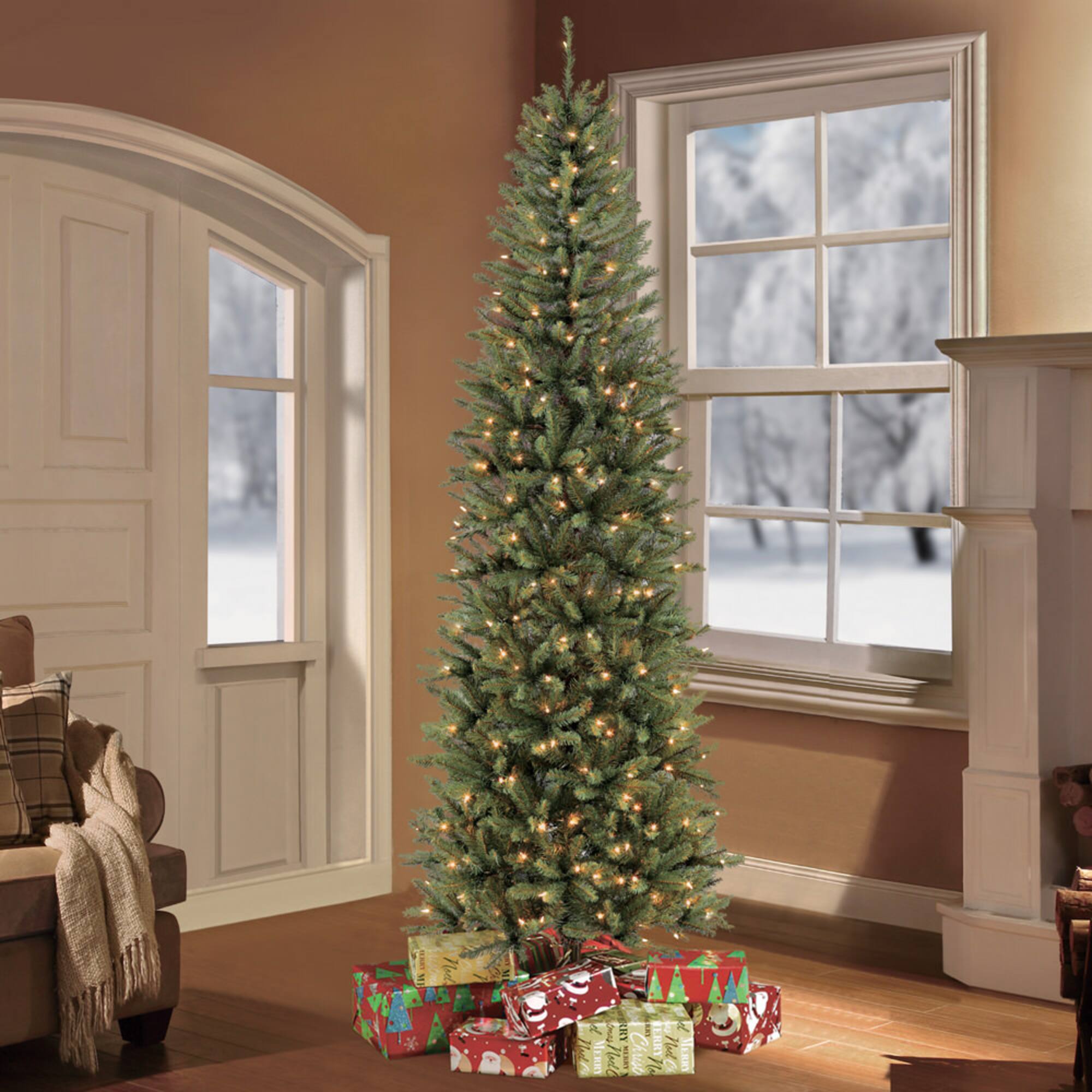 6 Pack: 4.5ft. Pre-Lit Pencil Fraser Fir Artificial Christmas Tree, Clear Lights